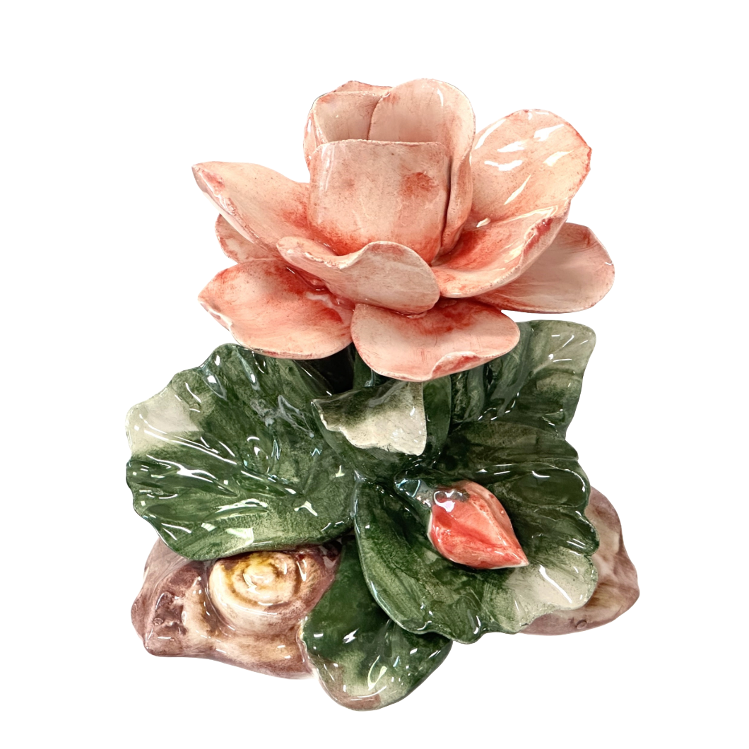 Candle Holder Arte di Capodimonte Hand Crafted/Painted Porcelain Roses Set of 3