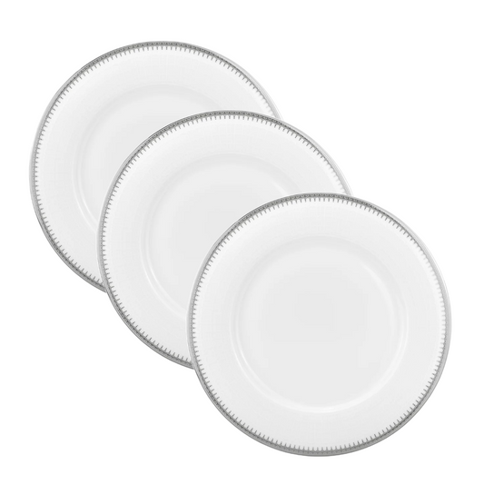 Joseph Sedgh 8" SHERRY Plate White Fine Bone China Silver Dotted Raised Rim