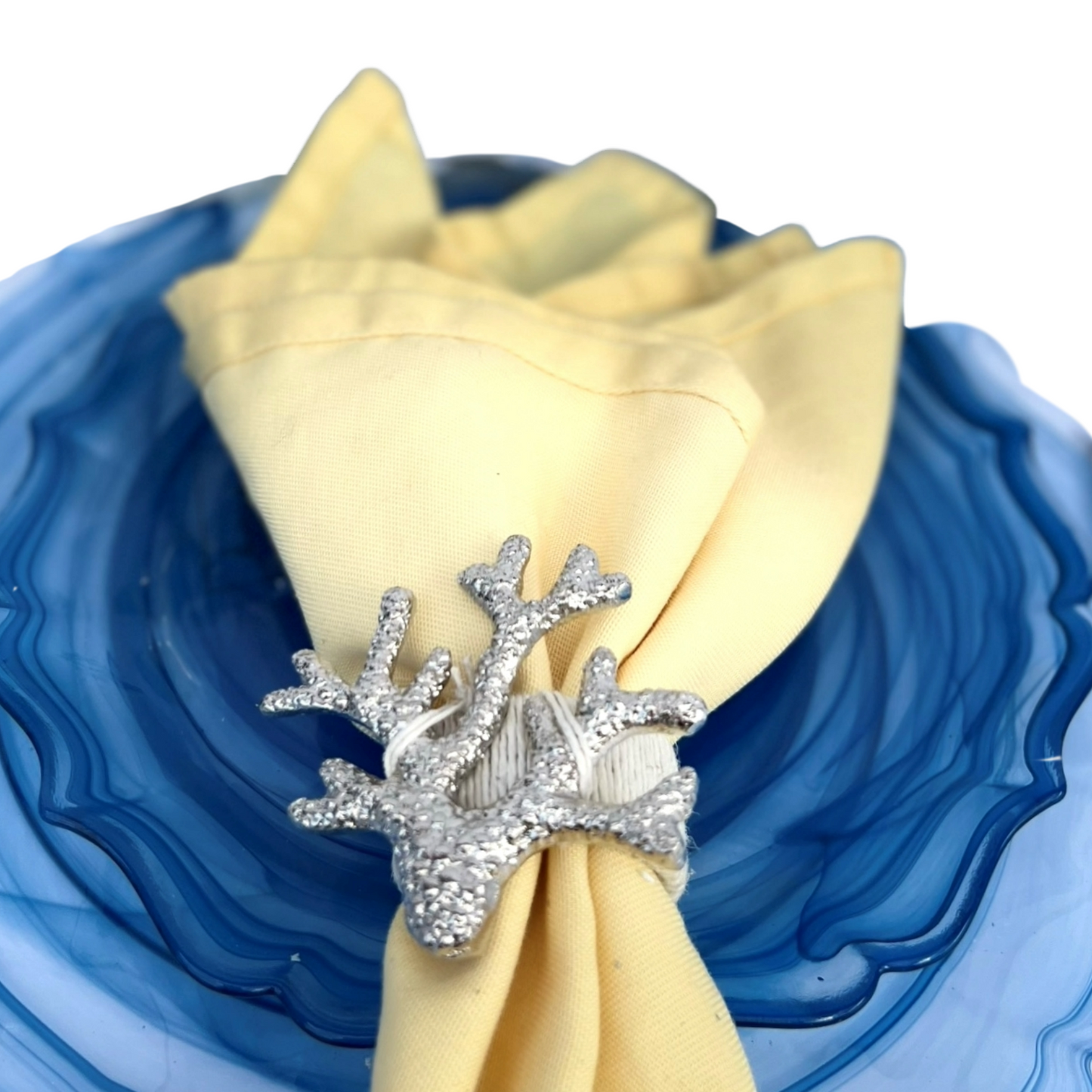 Napkin Rings, Reef, Sea Life, Nautical Silver Ocean Decor, by Coastal Collection