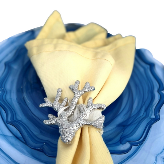 Napkin Rings, Reef, Sea Life, Nautical Silver Ocean Decor, by Coastal Collection