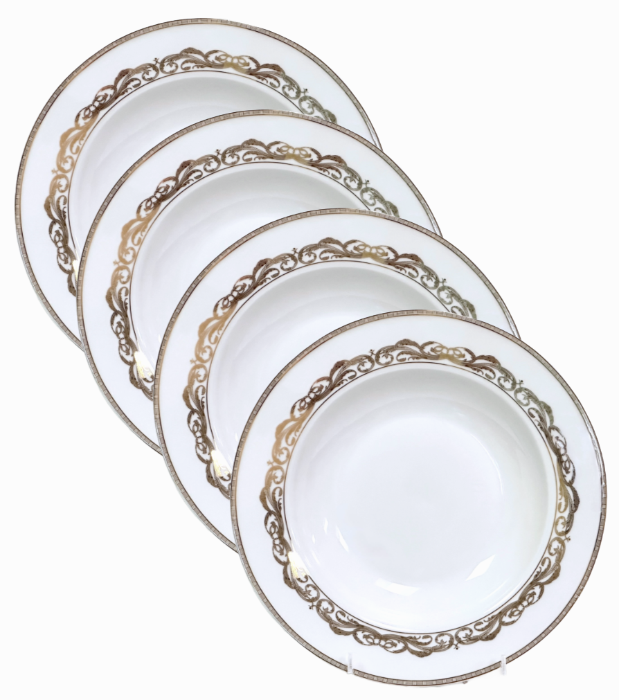 Joseph Sedgh Grange Gold 6430 Fine Bone China, Soup Pasta Bowl 9" x 1.5" (set/4)