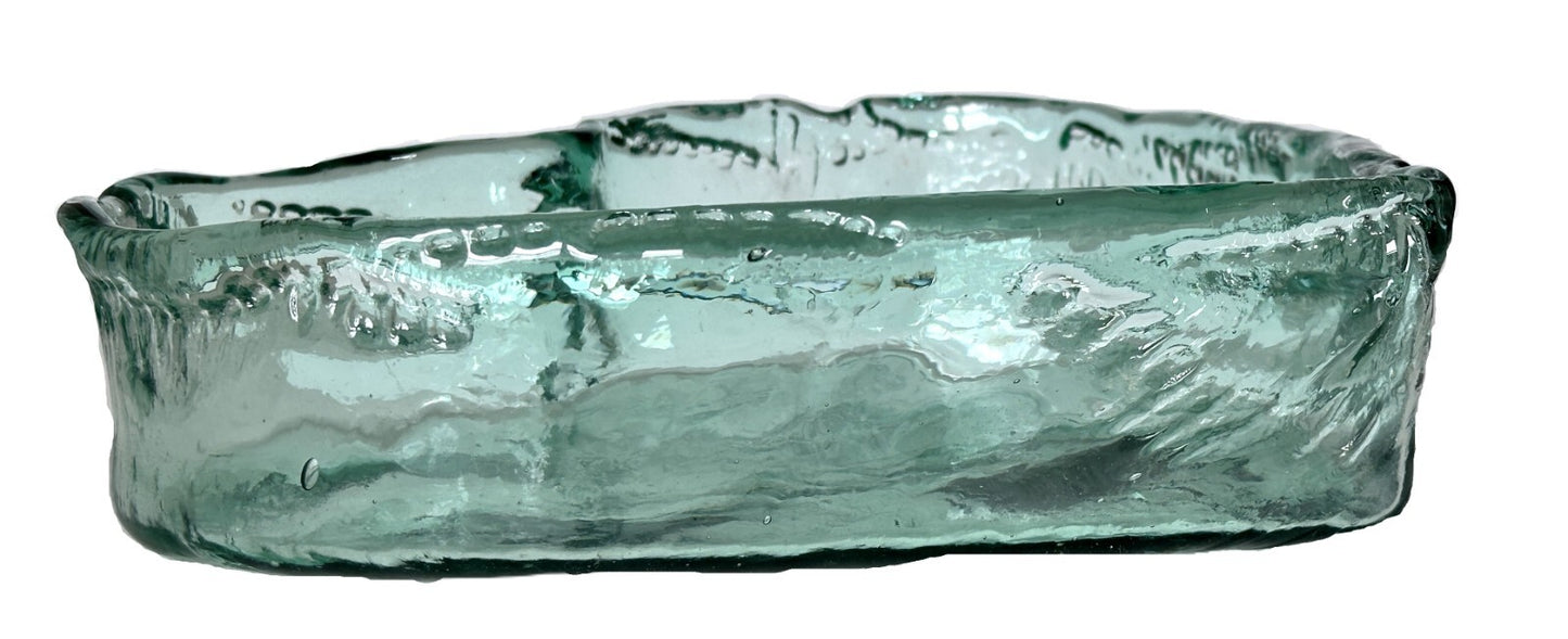 Heart Shaped Asymmetrical Serving Bowl Dish Pie Plate 100% Recycled Glass Unique