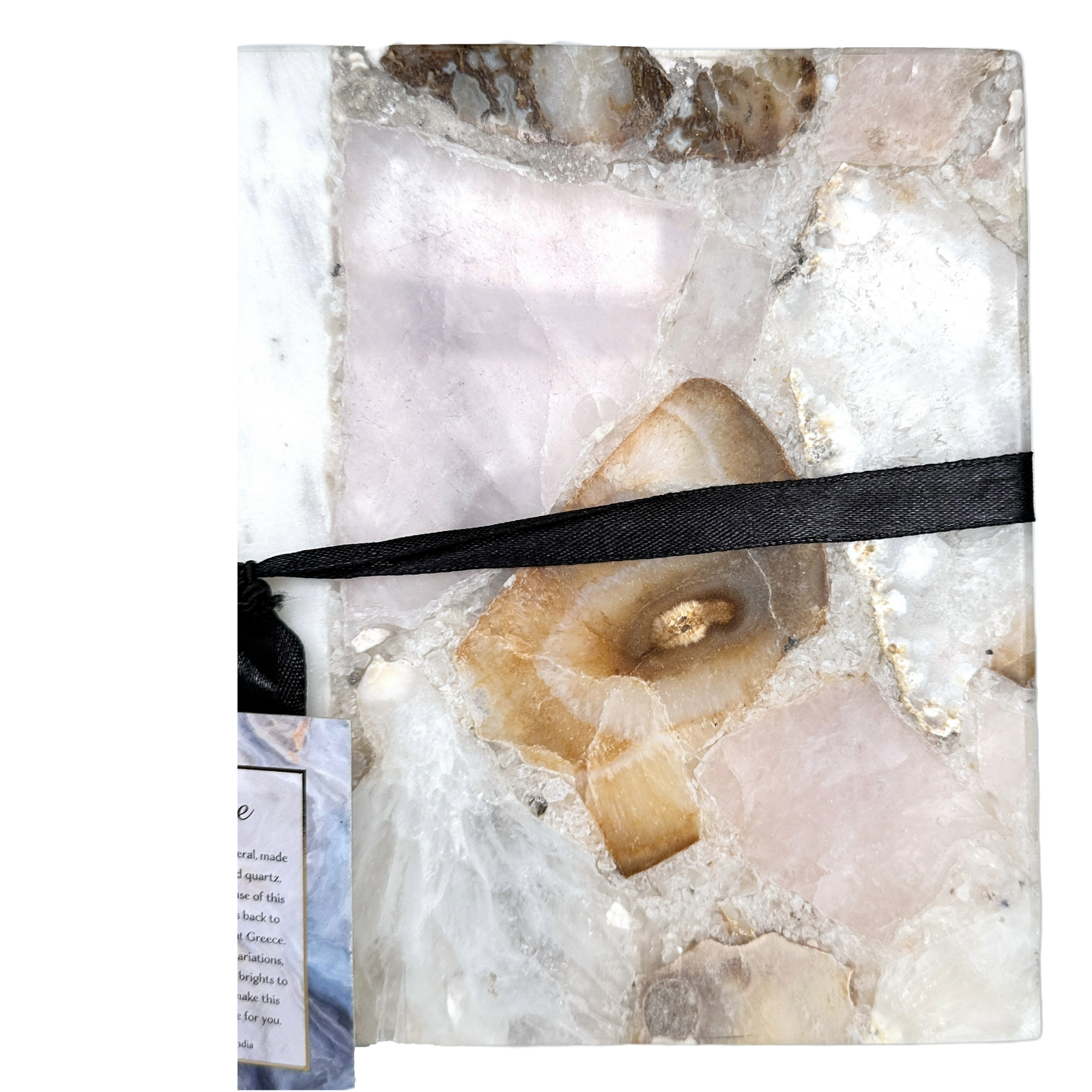 Rectangle Agate Stone Charcuterie Cheese Board Vegetable Tray Pink & Brown Tones