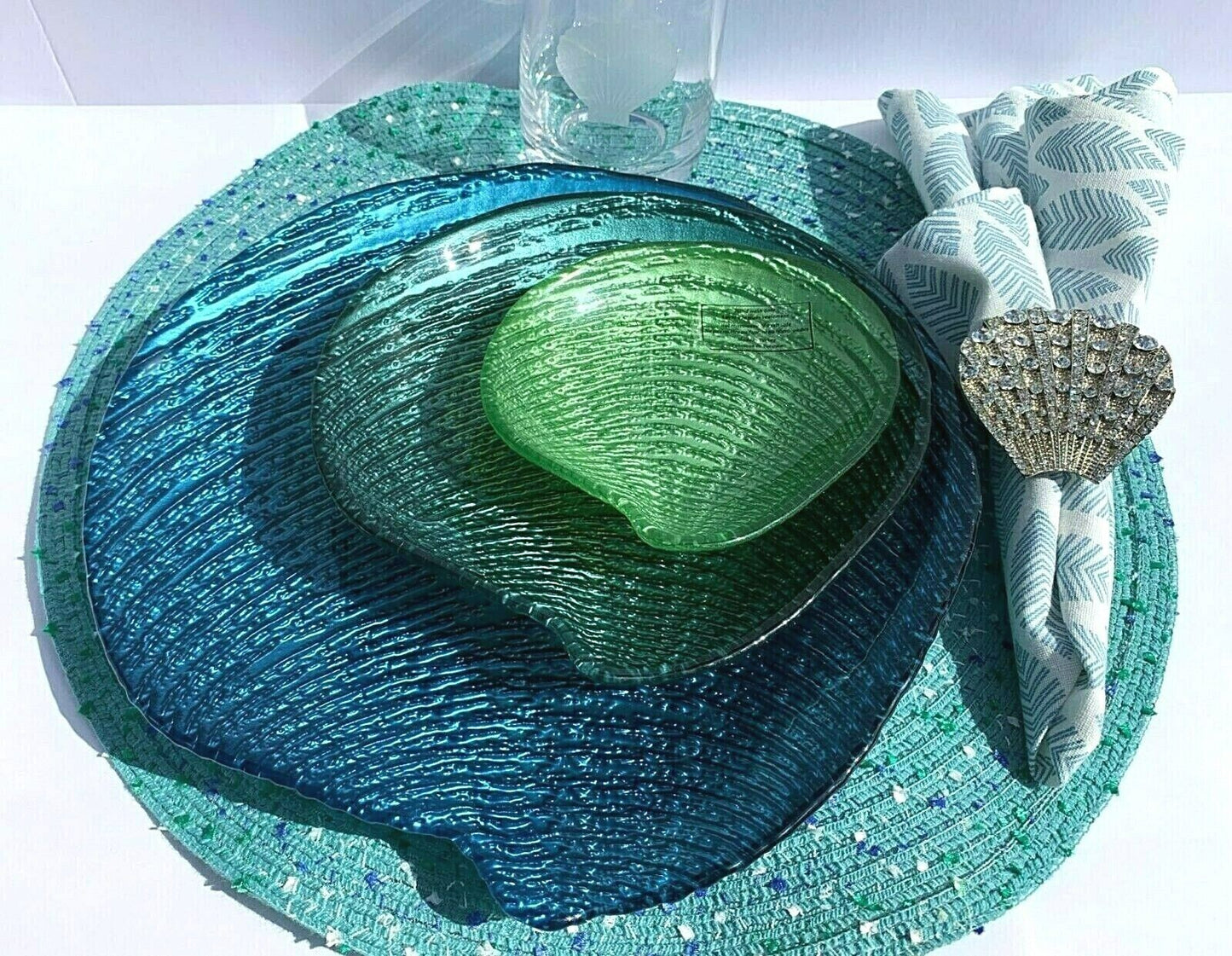 Clam Shaped Plates 3 pc set by Coastal Collection, Beach Life Sea & Ocean Plates
