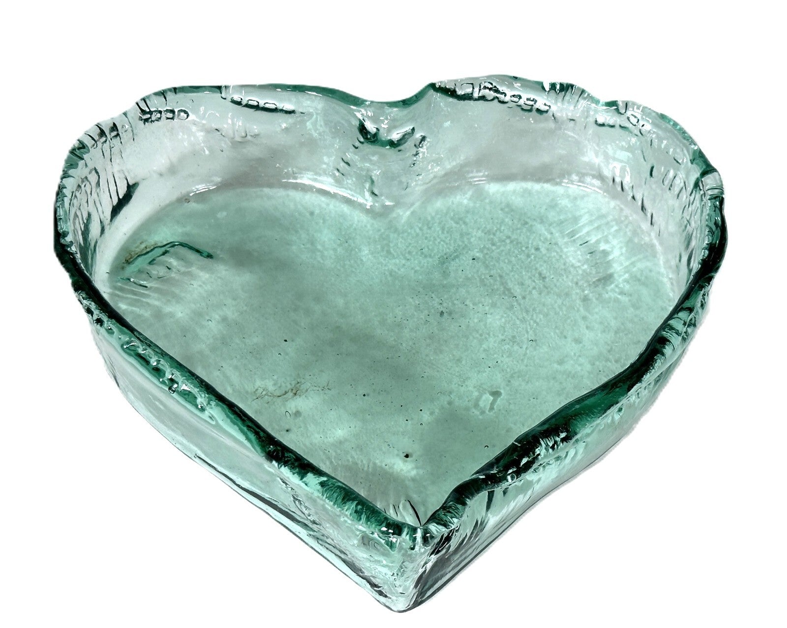 Heart Shaped Asymmetrical Serving Bowl Dish Pie Plate 100% Recycled Glass Unique