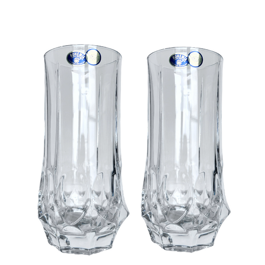 Highball Crystal Glass, Tumbler 24% Pb0 Handmade Czech Republic by Bohemia Set/2