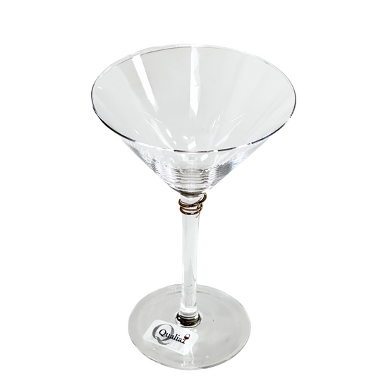 Qualia Glass Helix 8oz. Martini Cocktail Glass w/ Gold Wrap on Stem Hand Crafted