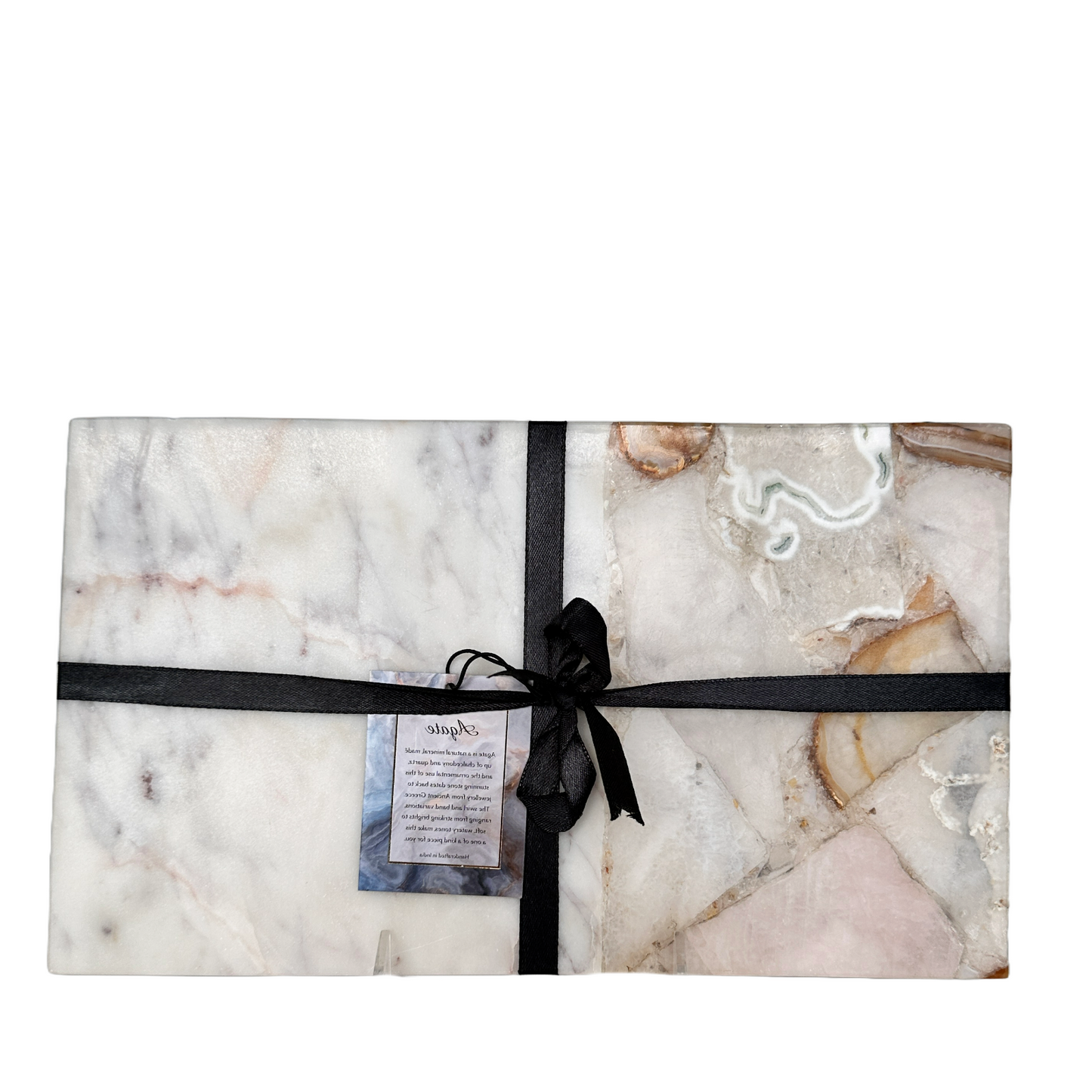 Rectangle Agate Stone Charcuterie Cheese Board Vegetable Tray Natural Tones