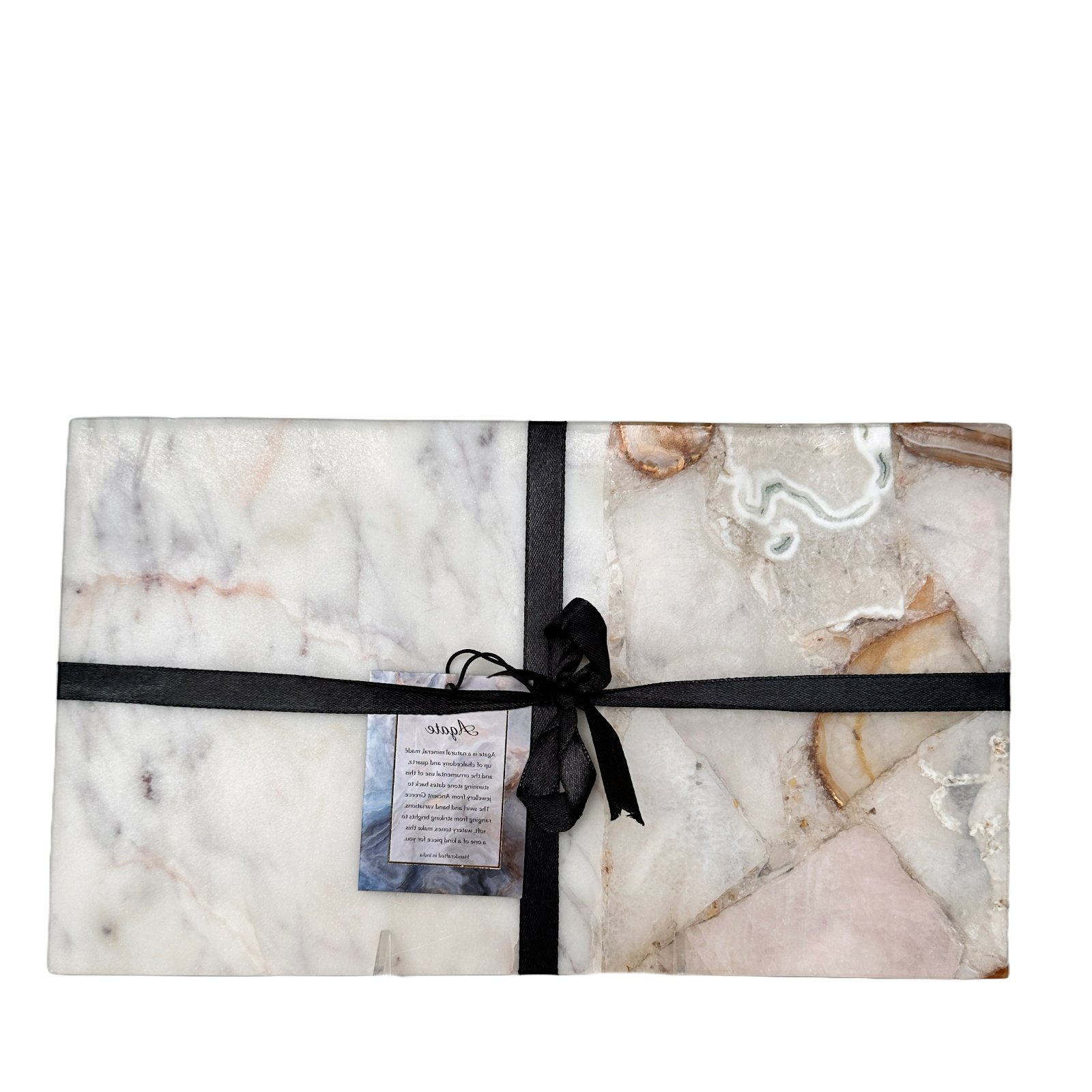 Rectangle Agate Stone Charcuterie Cheese Board Vegetable Tray Natural Tones