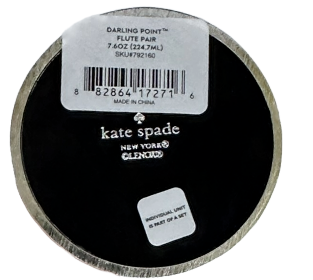Kate Spade Darling Point Mr. and Mrs. 2-piece Champagne Flute Set w/Silver Stem