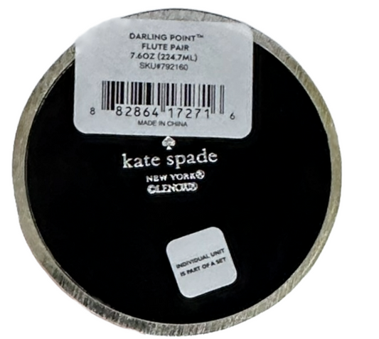 Kate Spade Darling Point Mr. and Mrs. 2-piece Champagne Flute Set w/Silver Stem