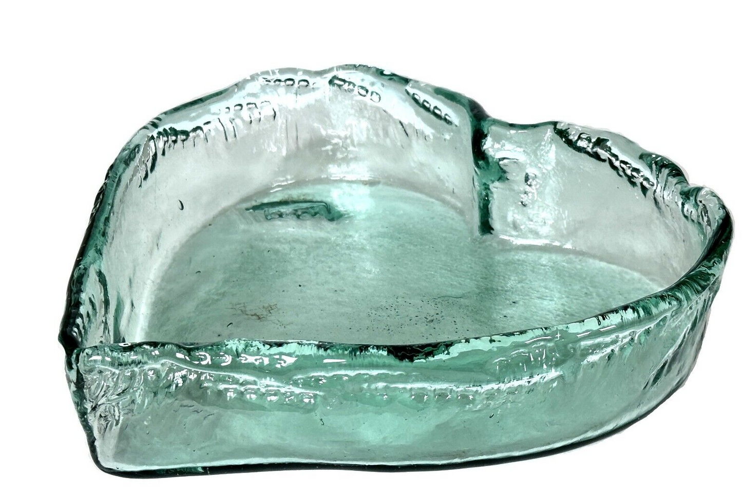 Heart Shaped Asymmetrical Serving Bowl Dish Pie Plate 100% Recycled Glass Unique