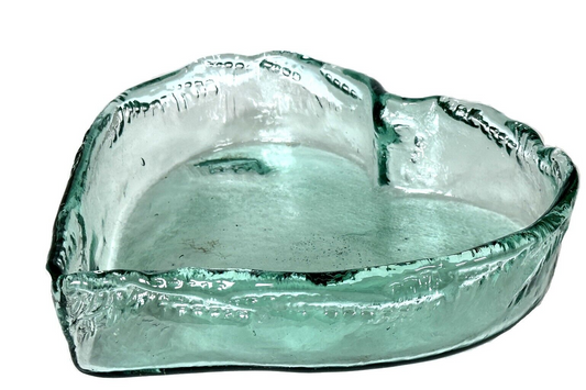 Heart Shaped Asymmetrical Serving Bowl Dish Pie Plate 100% Recycled Glass Unique