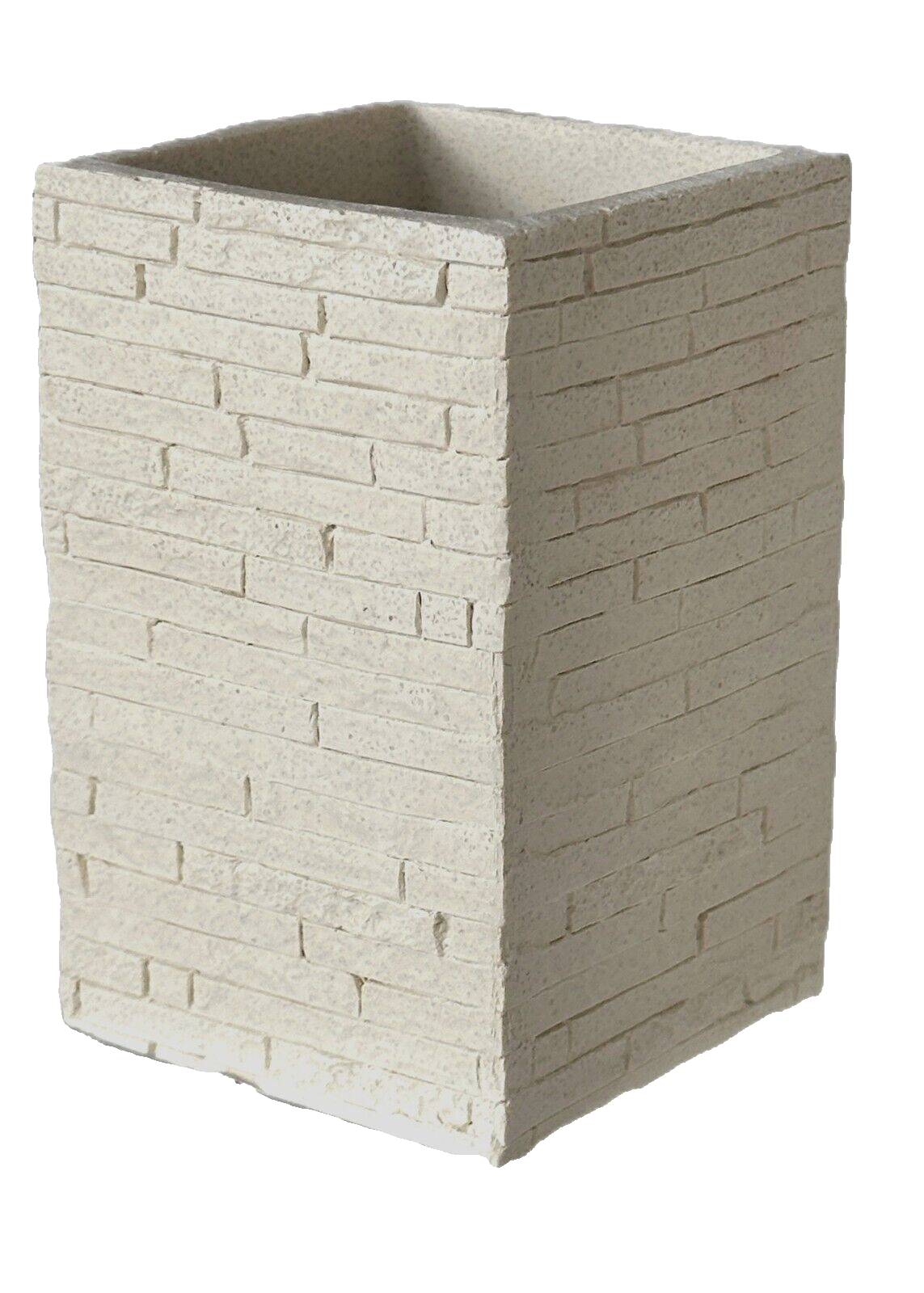 Toothbrush Holder Tan Stacked Stone Brick Pattern Decorative Freestanding