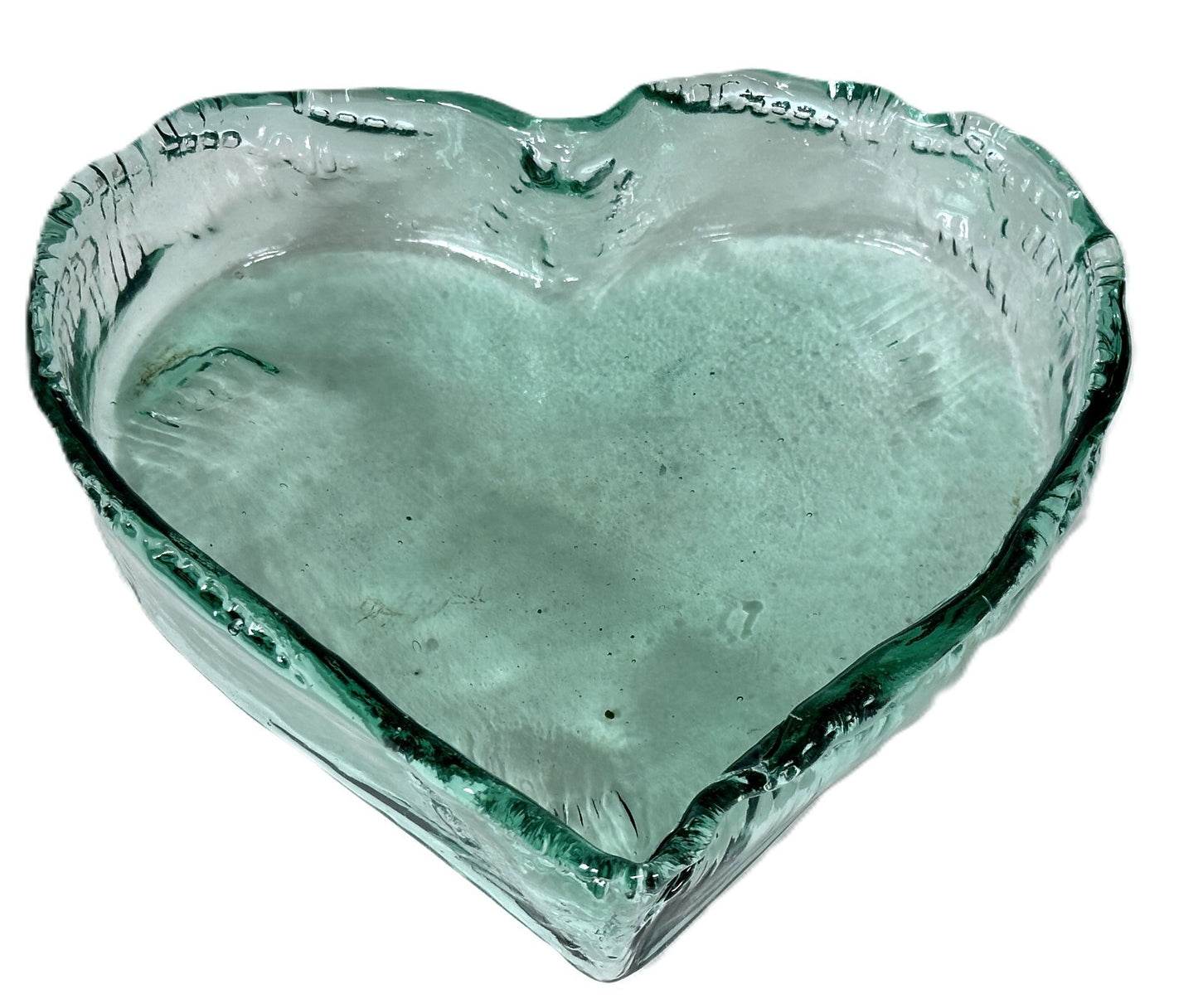 Heart Shaped Asymmetrical Serving Bowl Dish Pie Plate 100% Recycled Glass Unique