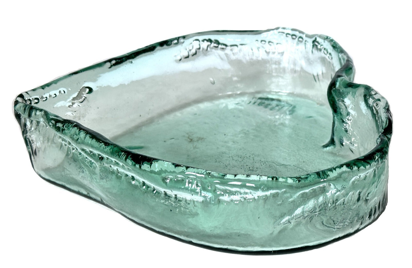 Heart Shaped Asymmetrical Serving Bowl Dish Pie Plate 100% Recycled Glass Unique