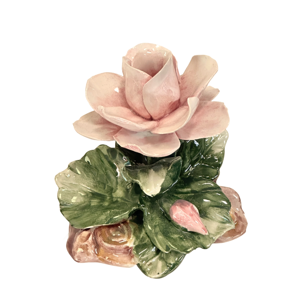 Candle Holder Arte di Capodimonte Hand Crafted/Painted Porcelain Roses Set of 3
