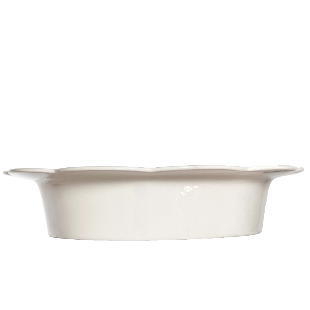 Pie Dish Plate 10" White w/Scalloped Rim & Red Swirl Accent 10 Strawberry Street