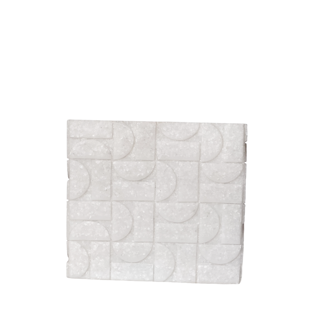 Toothbrush Holder Sleek White Geometric Pattern 2 Sided Decorative Freestanding