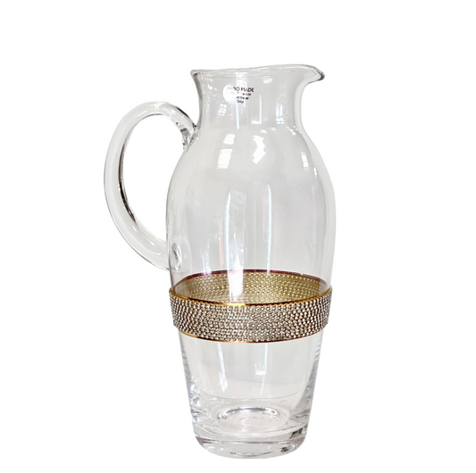 Wine Decanter /Carafe Pure Glass Pitcher w/Handle & Sparkling Gold Bling Belt