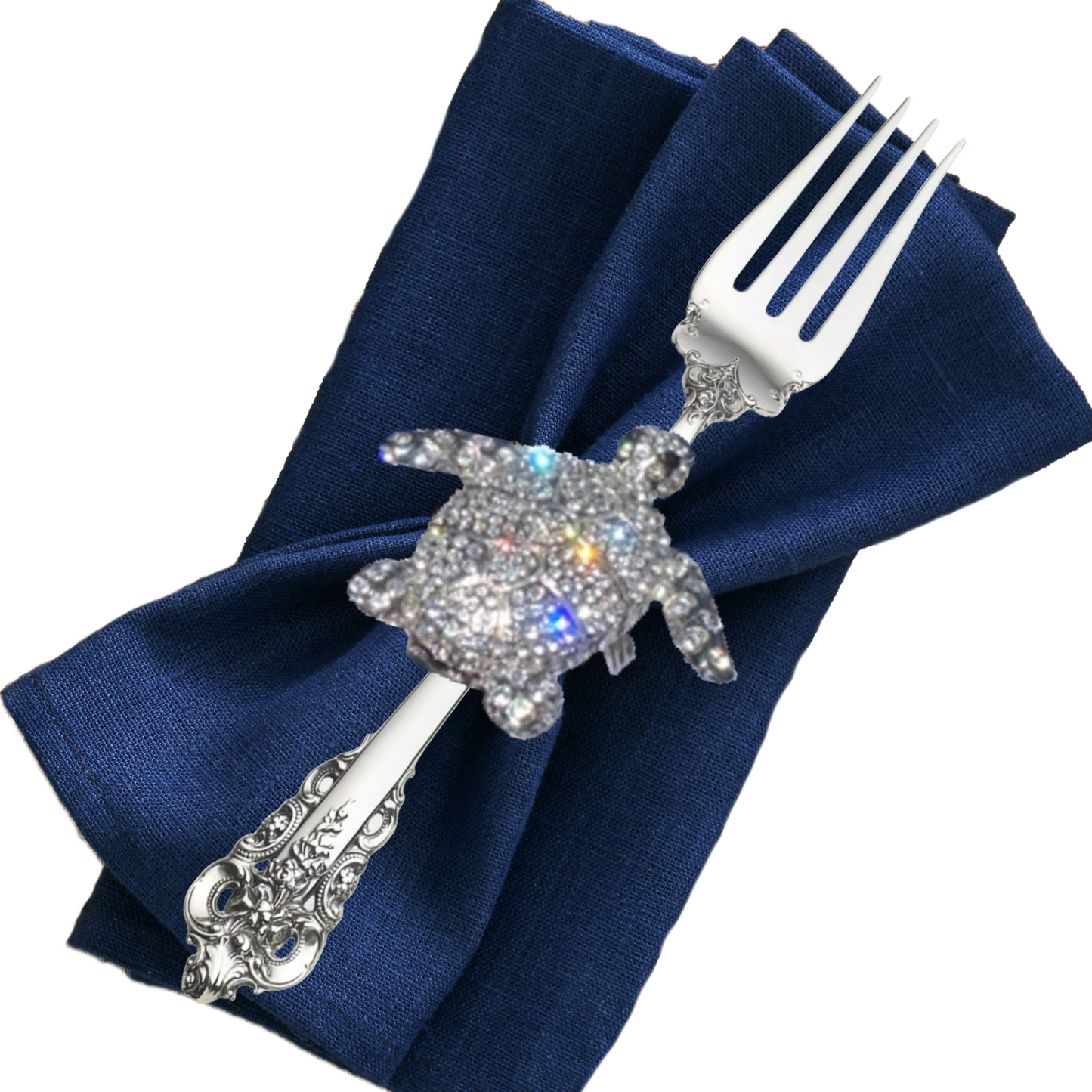Napkin Rings Sea Life Silver Sparkling SEA TURTLE by Coastal Collection Set of 4