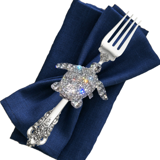 Napkin Rings Sea Life Silver Sparkling SEA TURTLE by Coastal Collection Set of 4