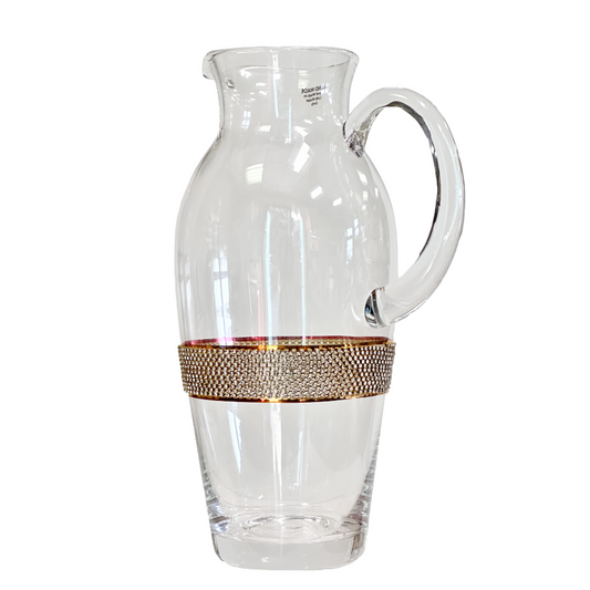 Wine Decanter /Carafe Pure Glass Pitcher w/Handle & Sparkling Gold Bling Belt