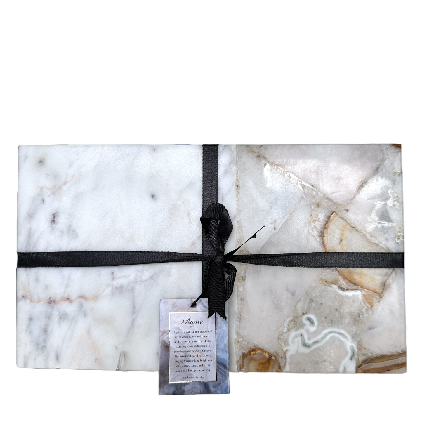 Rectangle Agate Stone Charcuterie Cheese Board Vegetable Tray Natural Tones