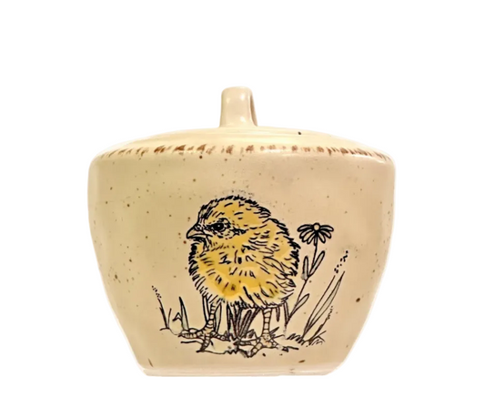 Sugar Bowl with Lid Ceramic Yellow Chick by Spectrum Designz  Chickadee Decor