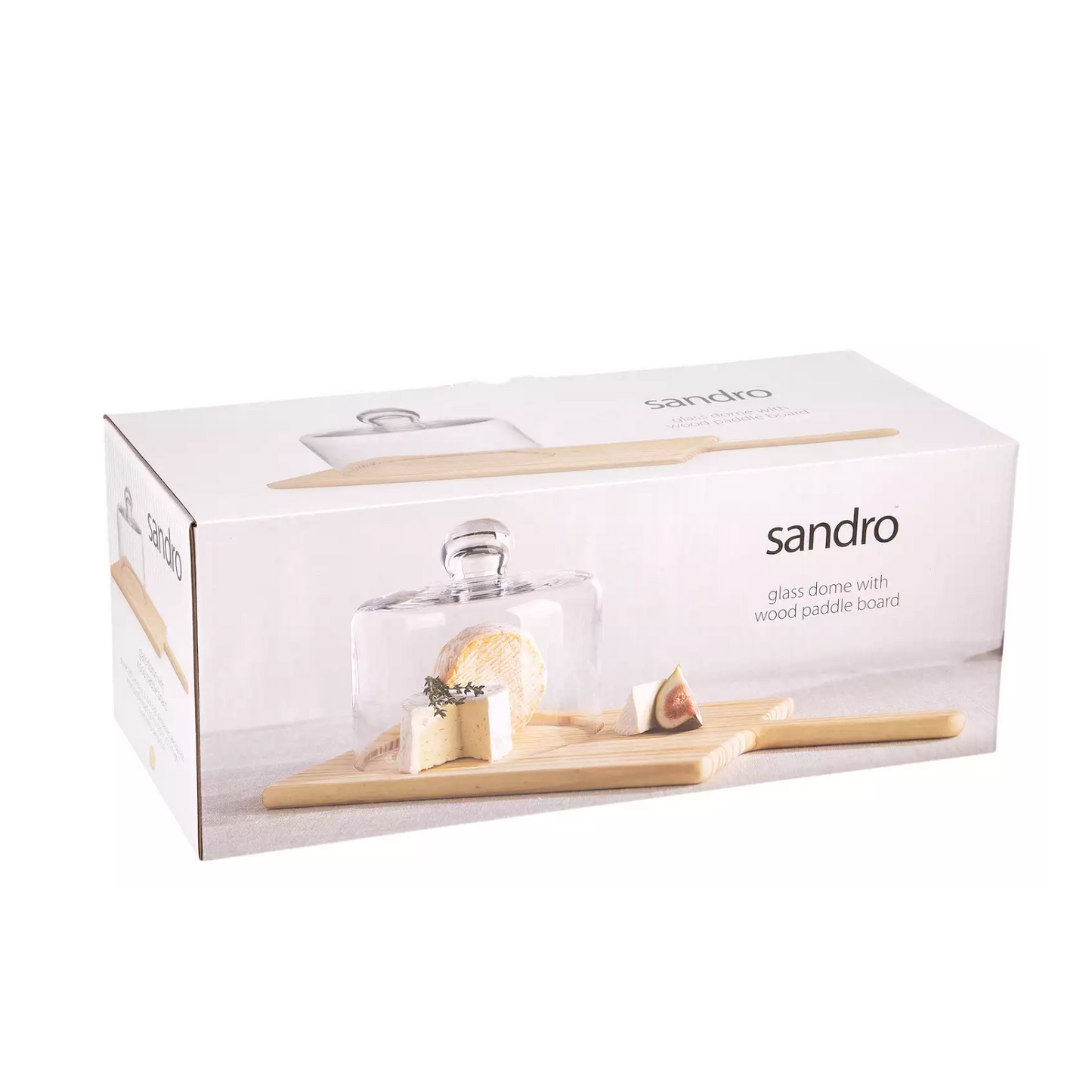 Cheese Charcuterie Board Wood Paddle w/Glass Dome Sandro by Home Essentials