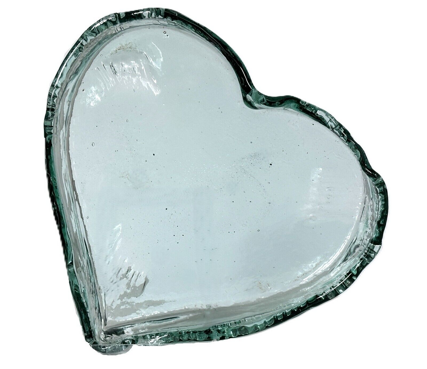 Heart Shaped Asymmetrical Serving Bowl Dish Pie Plate 100% Recycled Glass Unique