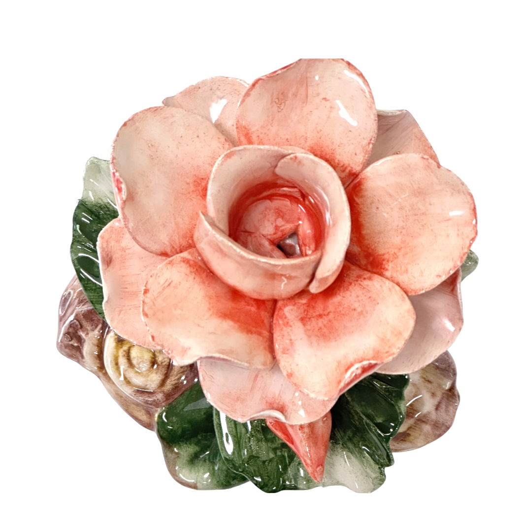 Candle Holder Arte di Capodimonte Hand Crafted/Painted Porcelain Roses Set of 3