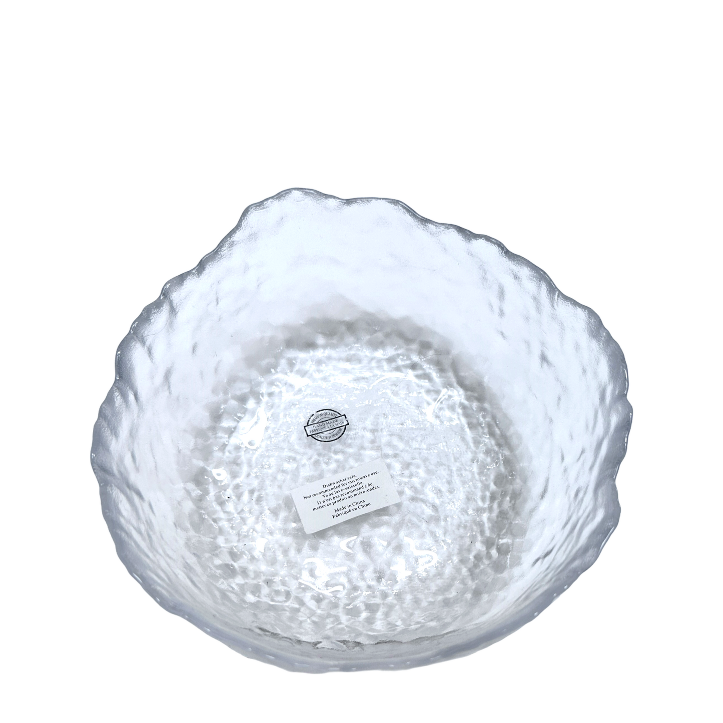 Asymmetrical Clear Bowl Frosted Textured Glass Set/4 Fruit Cereal Ice Cream etc.
