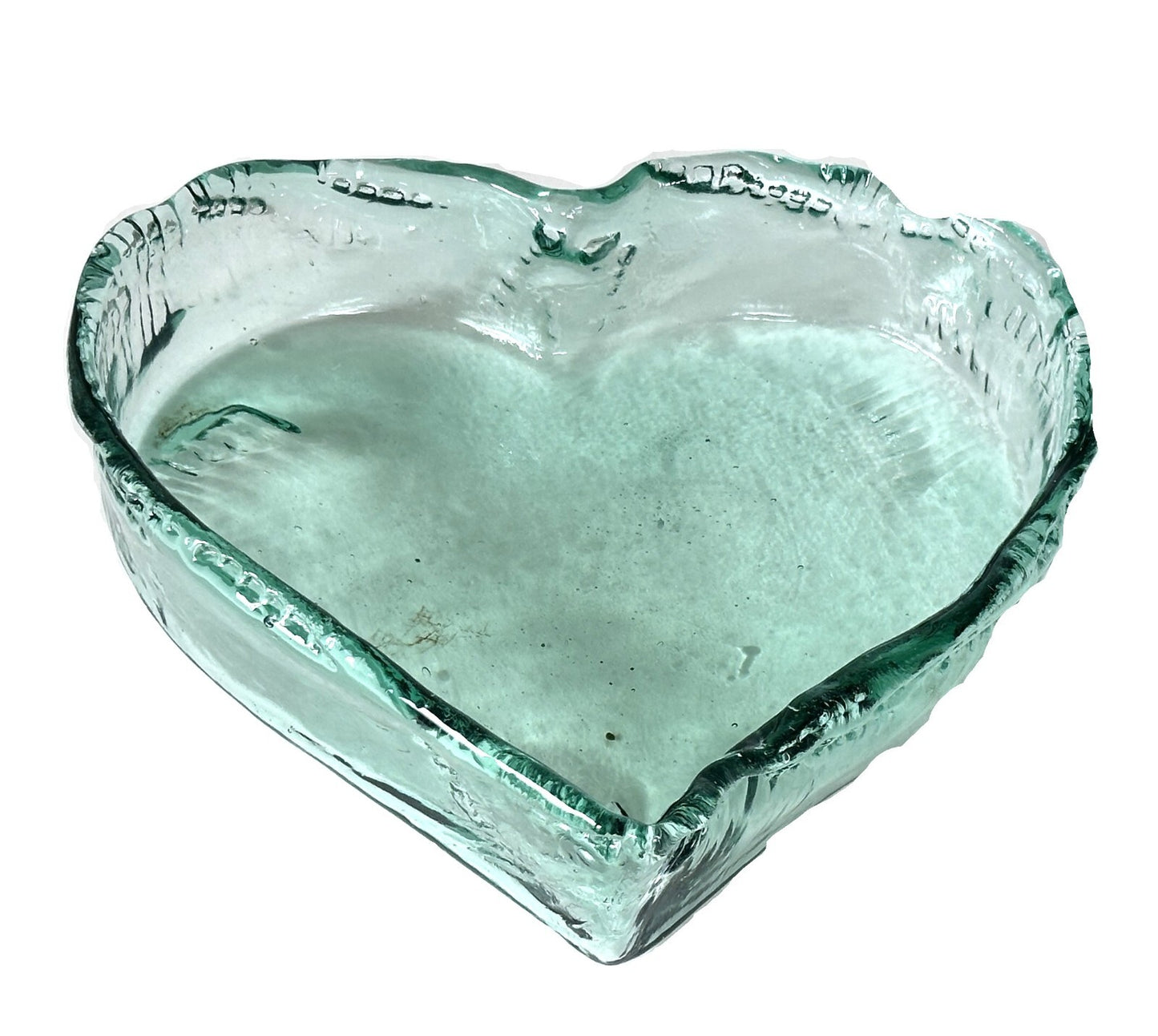 Heart Shaped Asymmetrical Serving Bowl Dish Pie Plate 100% Recycled Glass Unique