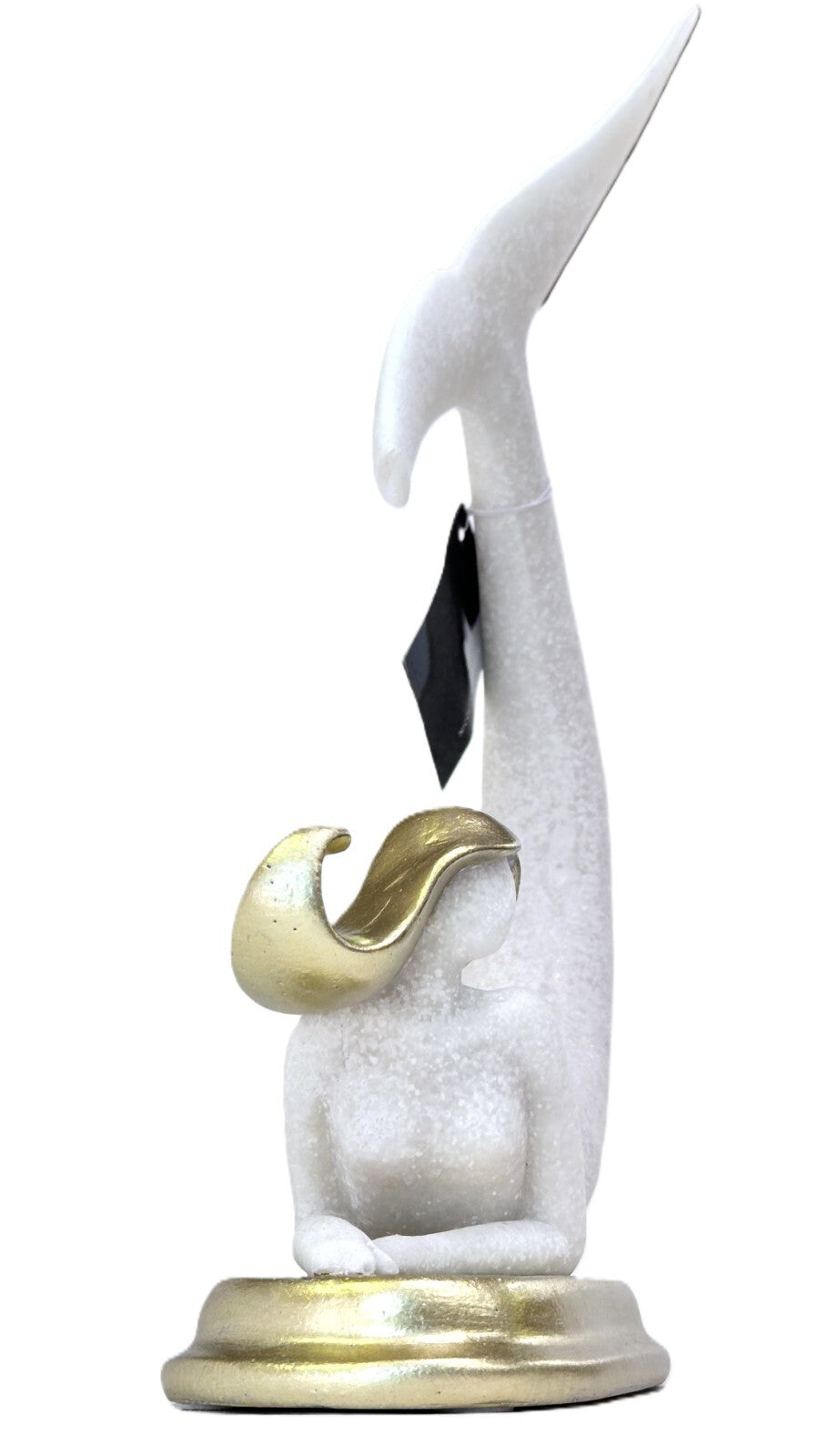 Mermaid Sculptures, Bookends, Stylish White Stone w/Gold Hair on a Gold Platform