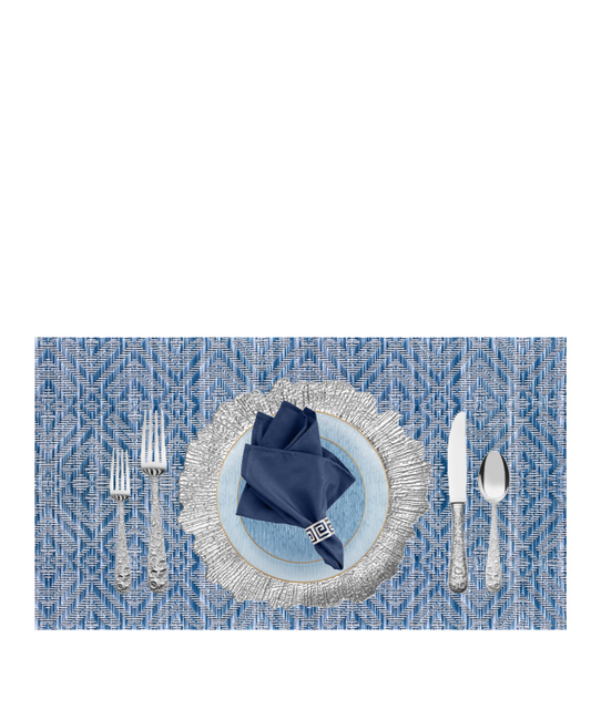 Placemats Rectangle 13"x18"  Blue & Silver Geometric Hexagons & Diamond Shapes