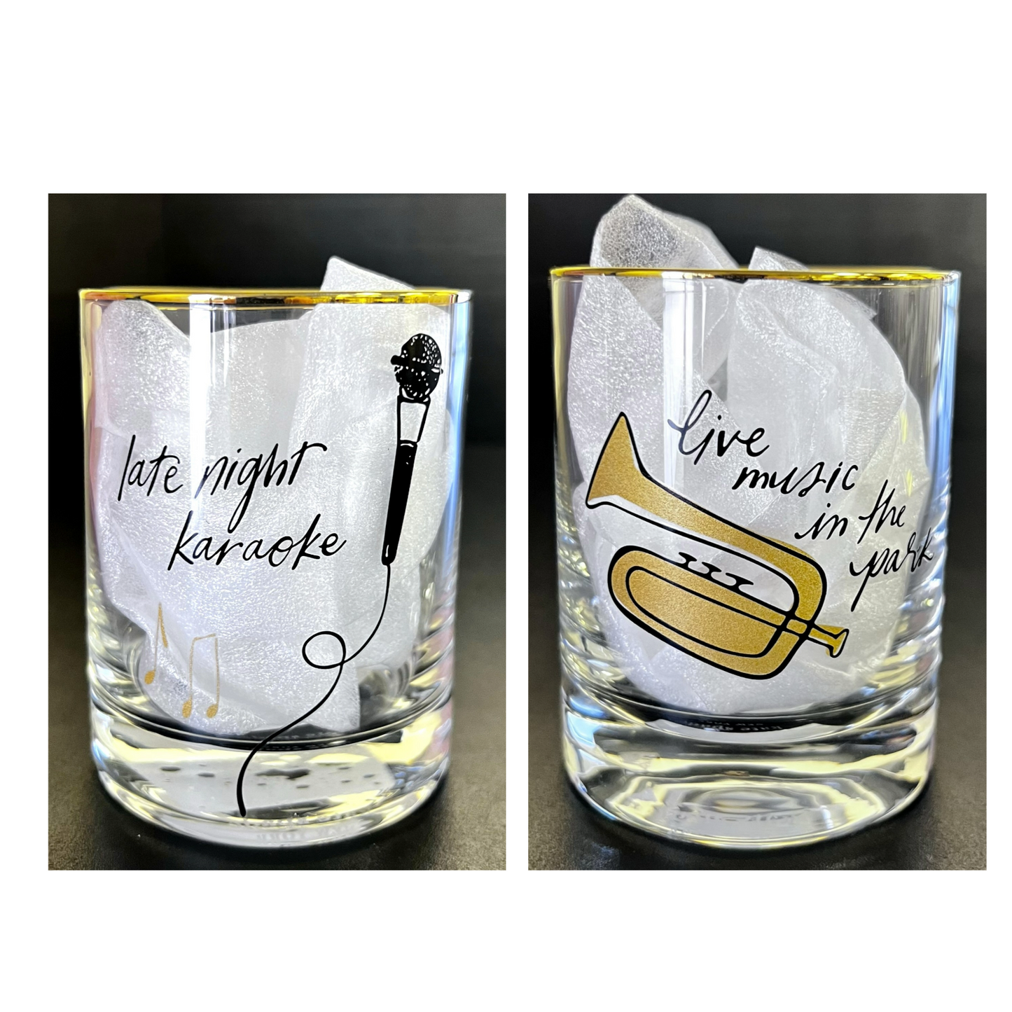 Kate Spade Whiskey Glass Manhattan. "Late Night Karaoke" & "Music In The Park"