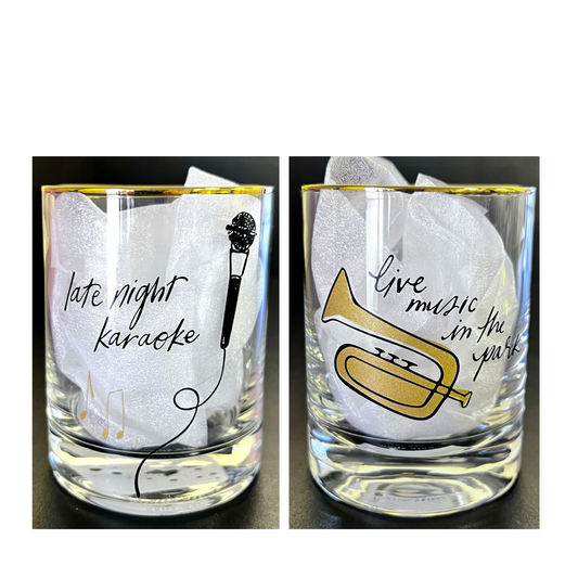 Kate Spade Whiskey Glass Manhattan. "Late Night Karaoke" & "Music In The Park"