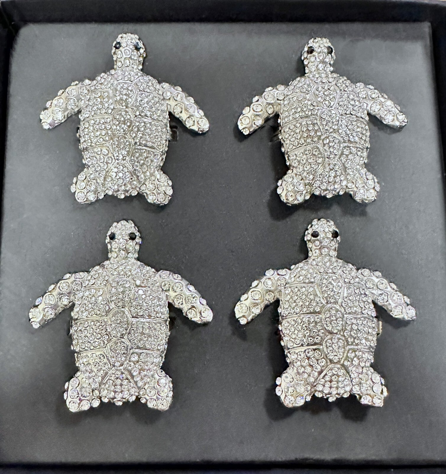 Napkin Rings Sea Life Silver Sparkling SEA TURTLE by Coastal Collection Set of 4