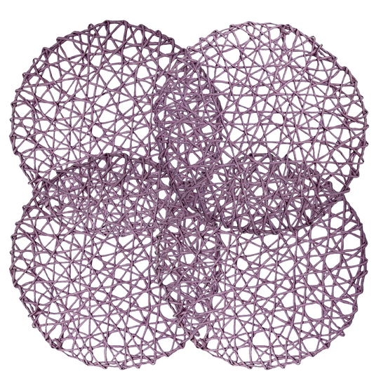15" Purple Place Mats - Woven, Open Lattice Design,  Polyster Fiber Set of 4