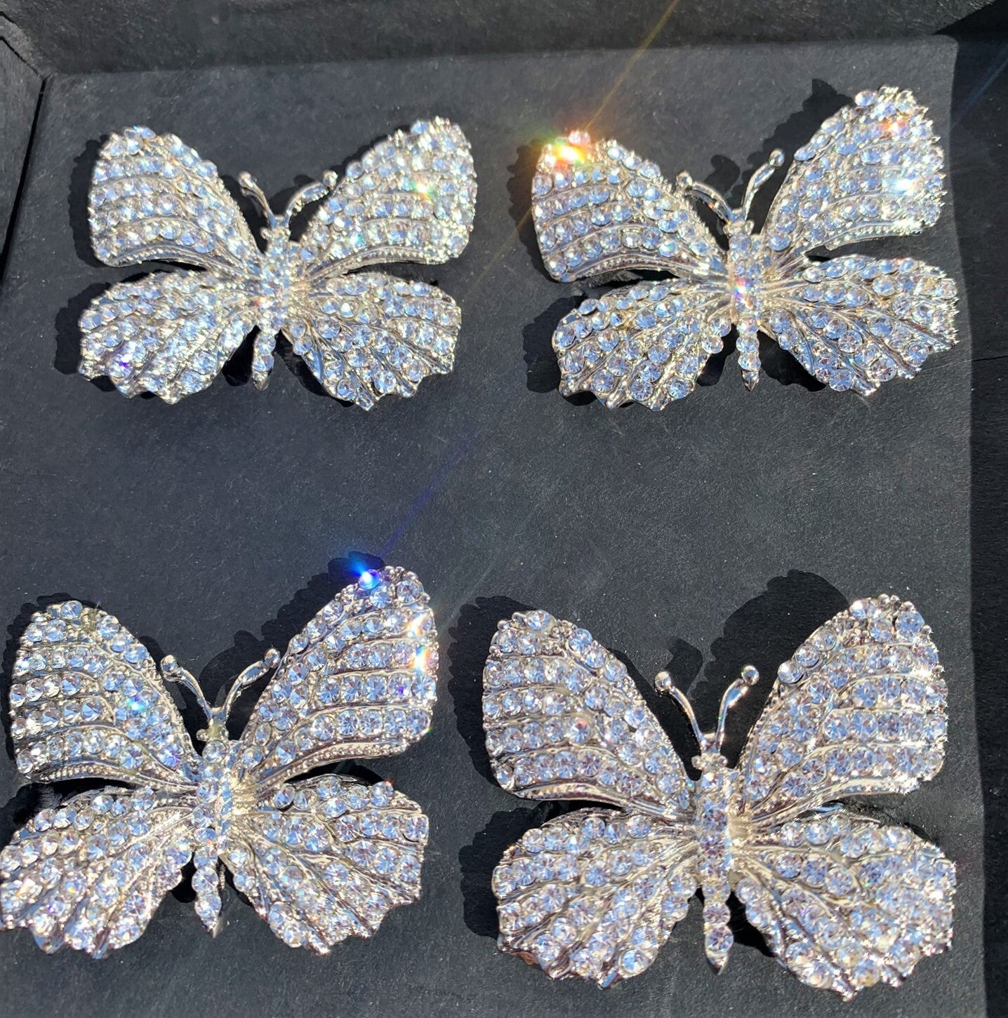 Napkin Rings Crystal Butterflies Rhinestones w/Sparkling Bling Design by Tahari