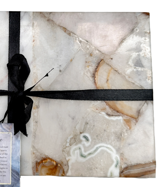 Rectangle Agate Stone Charcuterie Cheese Board Vegetable Tray Natural Tones