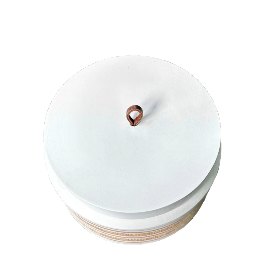 Decorative Box Tan & White Natural Woods Hand Carved & Hand Painted Leather Loop