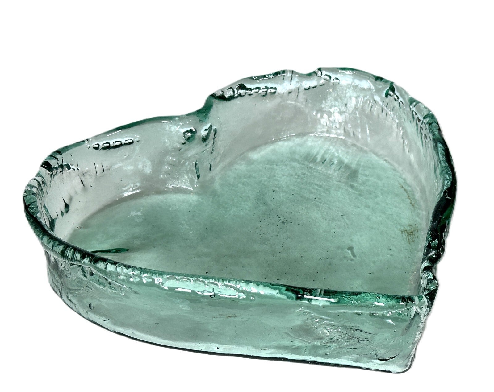 Heart Shaped Asymmetrical Serving Bowl Dish Pie Plate 100% Recycled Glass Unique