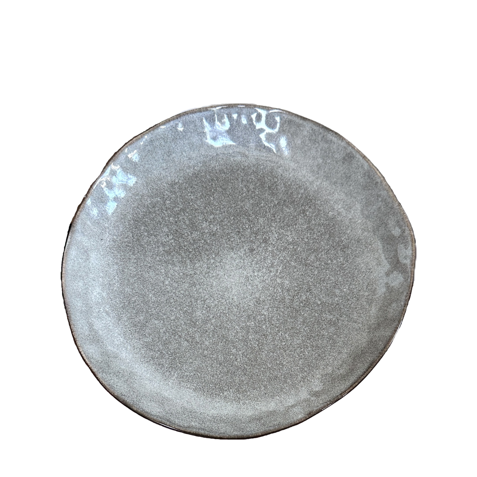 Asymmetrical Glazed Gray & Black Speckled Porcelain 9" Salad Plate Set/2 Modern