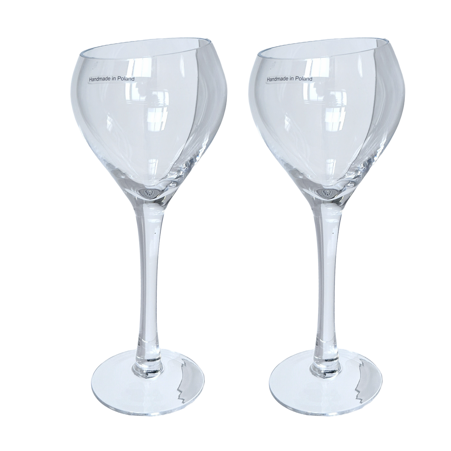Wine Glass, Oversized Large Clear Glass w/Unique Angular Rim, Handmade in Poland