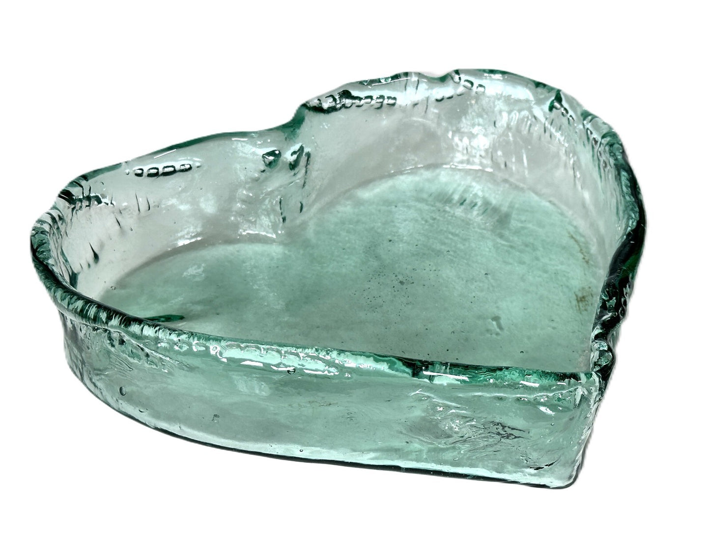 Heart Shaped Asymmetrical Serving Bowl Dish Pie Plate 100% Recycled Glass Unique