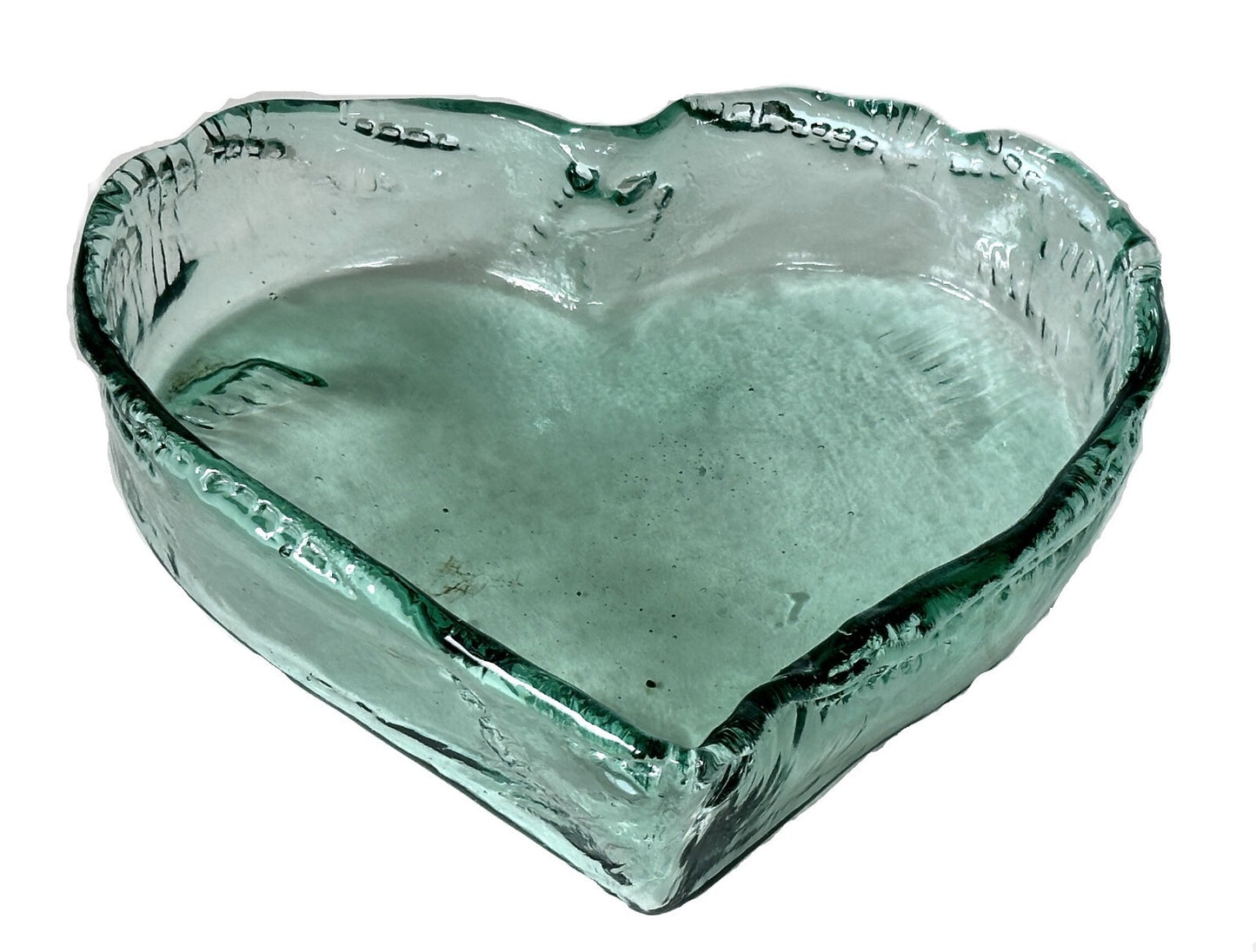 Heart Shaped Asymmetrical Serving Bowl Dish Pie Plate 100% Recycled Glass Unique