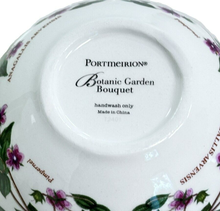 PORTMEIRION Trinket Box w/Lid Botanic Garden Bouquet Vibrant Flowers & Butterfly