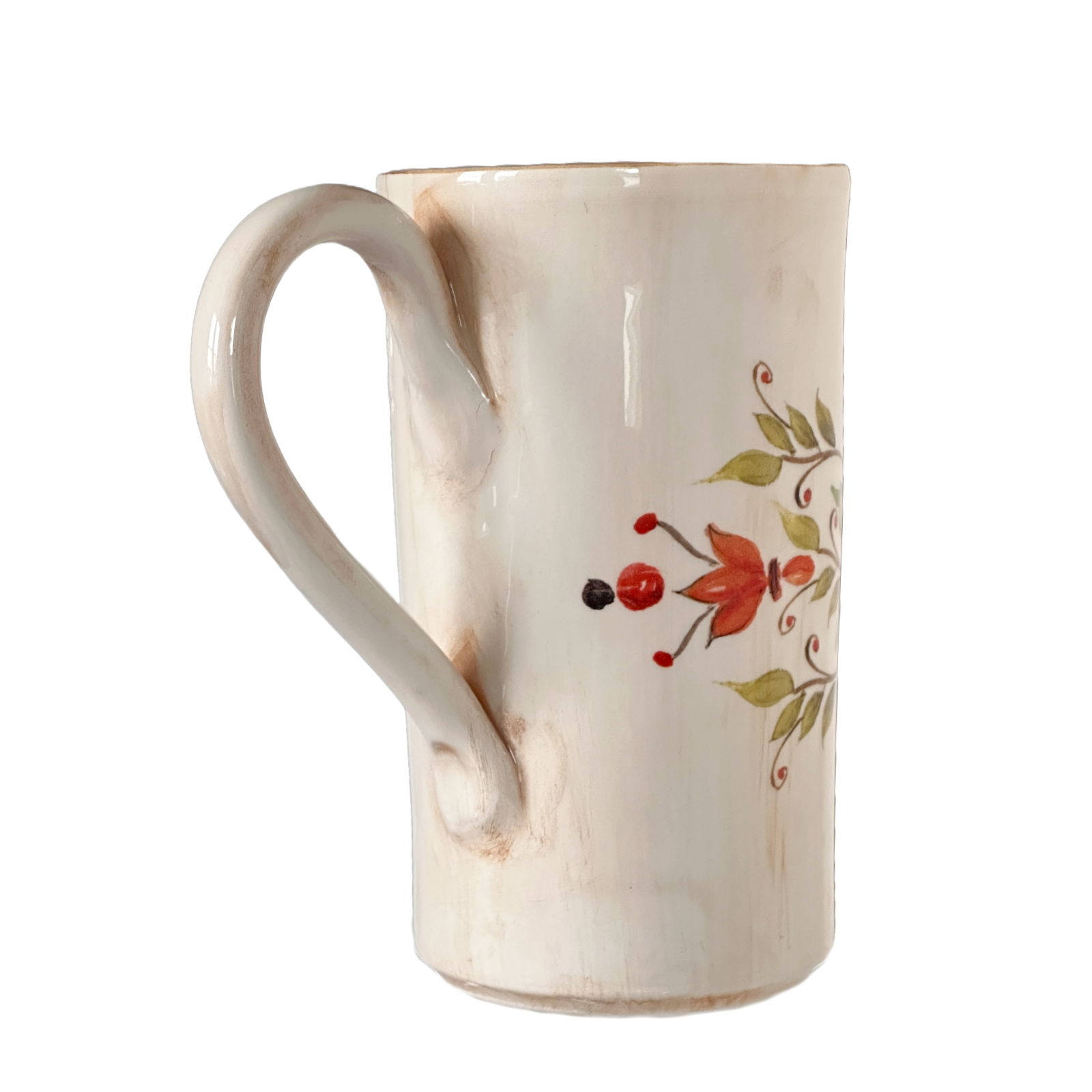 Ceramic Jug Distressed Antique Style Embossed Scroll Made Italy Ceramica Cuore